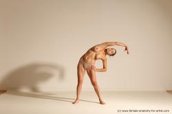 Nude Gymnastic poses Woman White Slim medium blond Dynamic poses Pinup